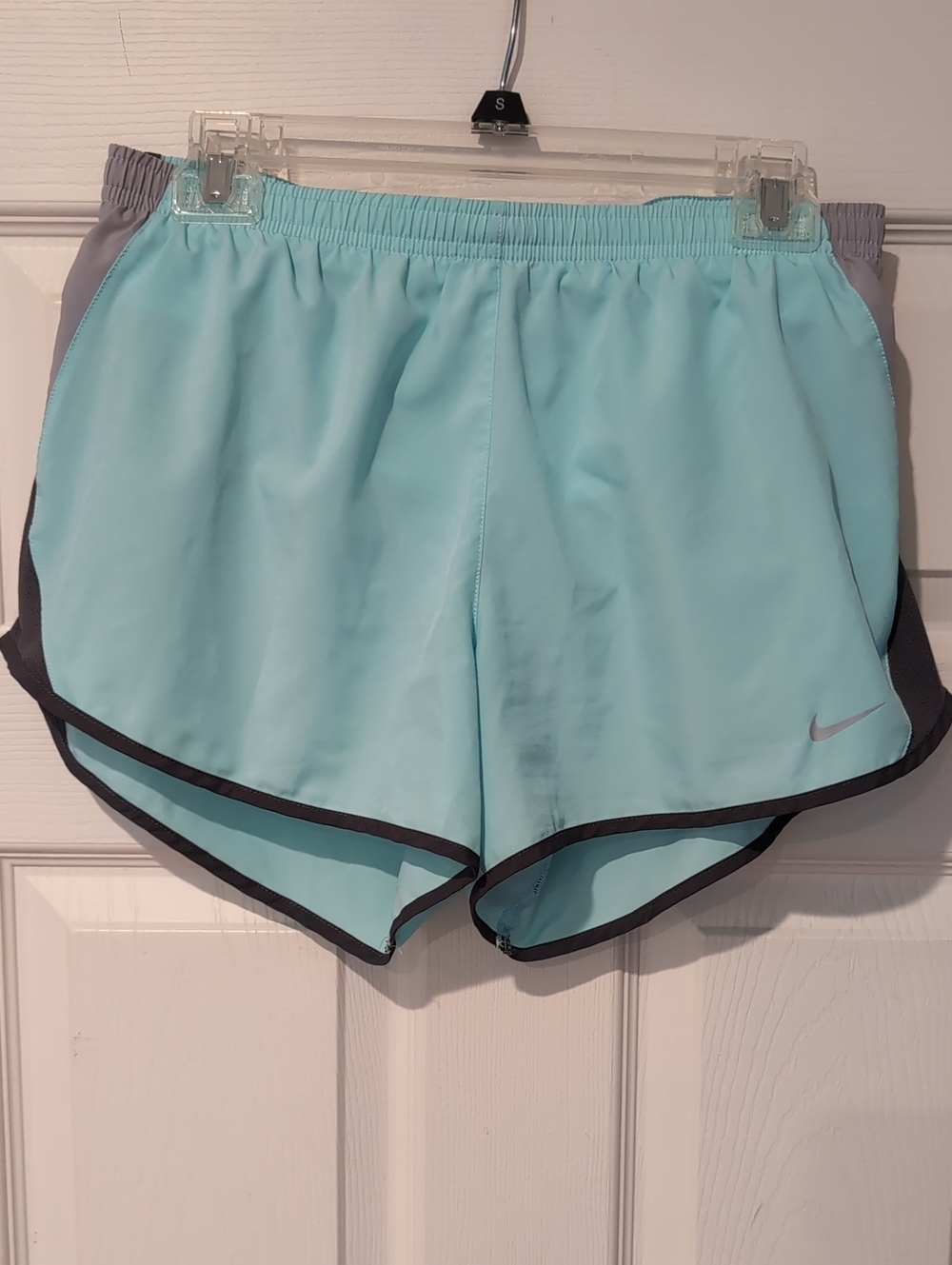 Nike Women's Aqua Athletic Shorts with Gray Trim Medium